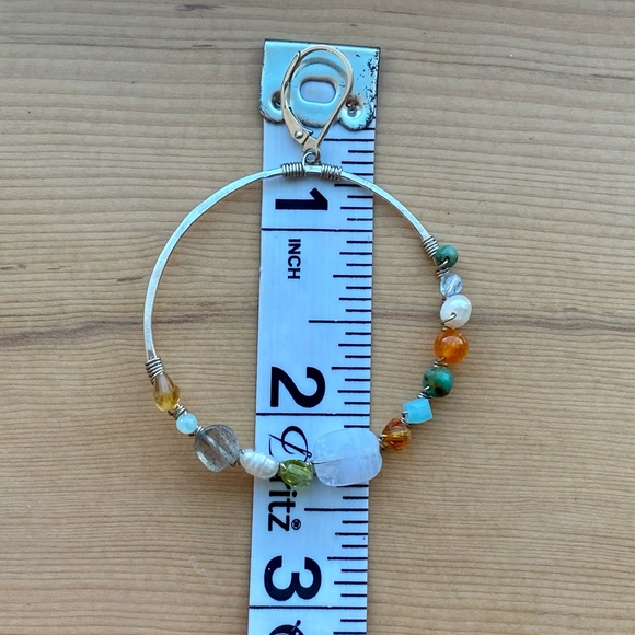 Sterling Silver & Colorful Gemstone Bead Wrap Earrings - Picture 5 of 8